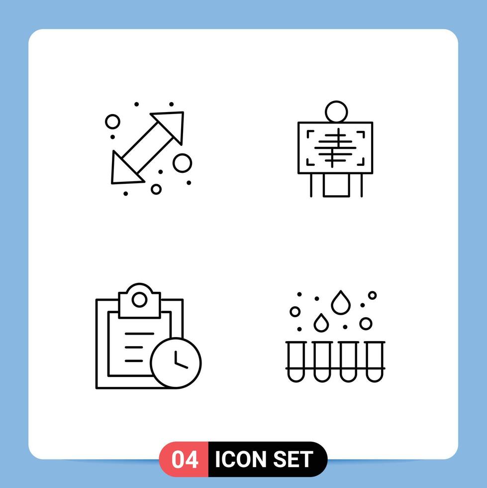 Group of 4 Filledline Flat Colors Signs and Symbols for arrow tasks up down hospital experiment Editable Vector Design Elements