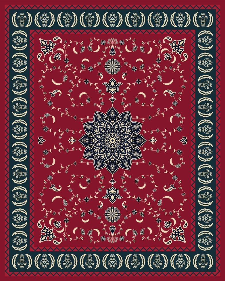 alfombra persa alfombra damasco patrón turco vector
