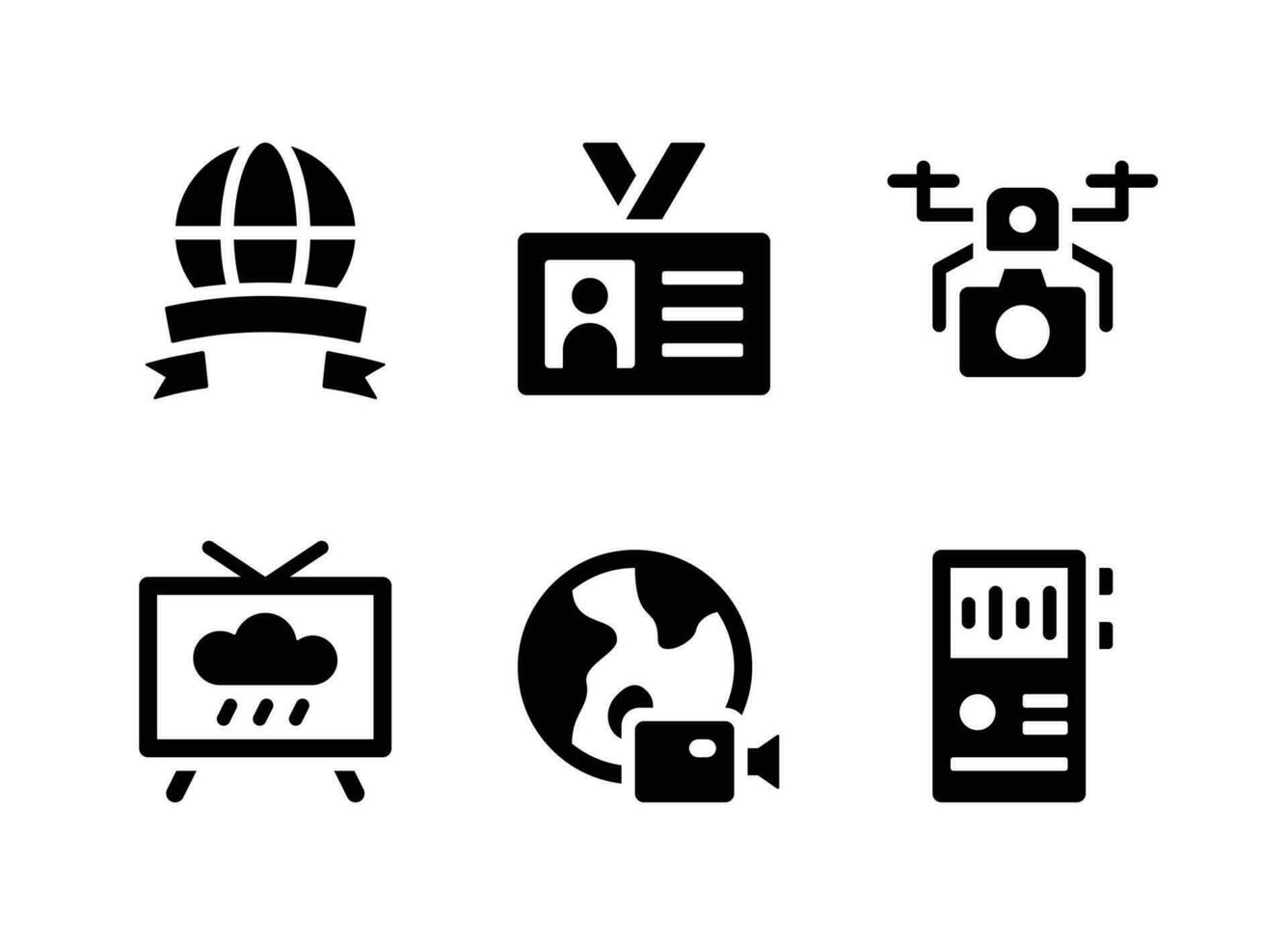 conjunto simple de iconos sólidos de vector de diario de noticias