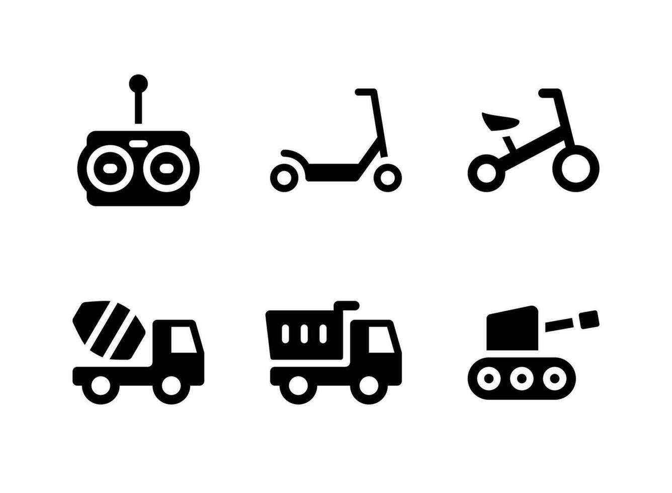 conjunto simple de juguetes para niños vector iconos sólidos