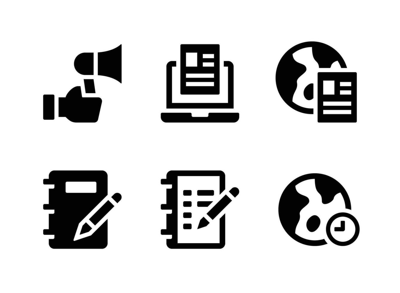 Simple Set of News Journal Vector Solid Icons