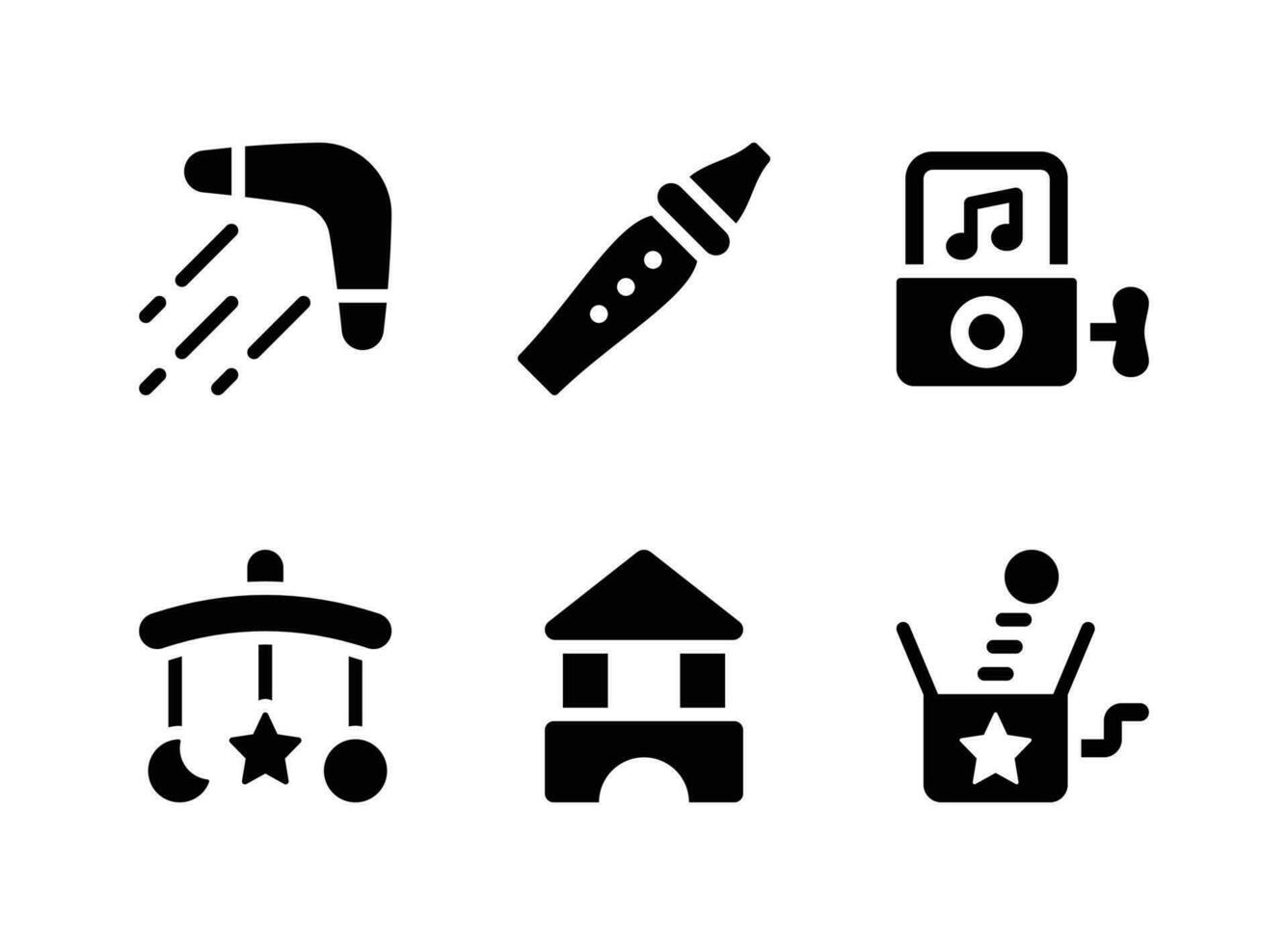 Simple Set of Children Toys Vector Solid Icons