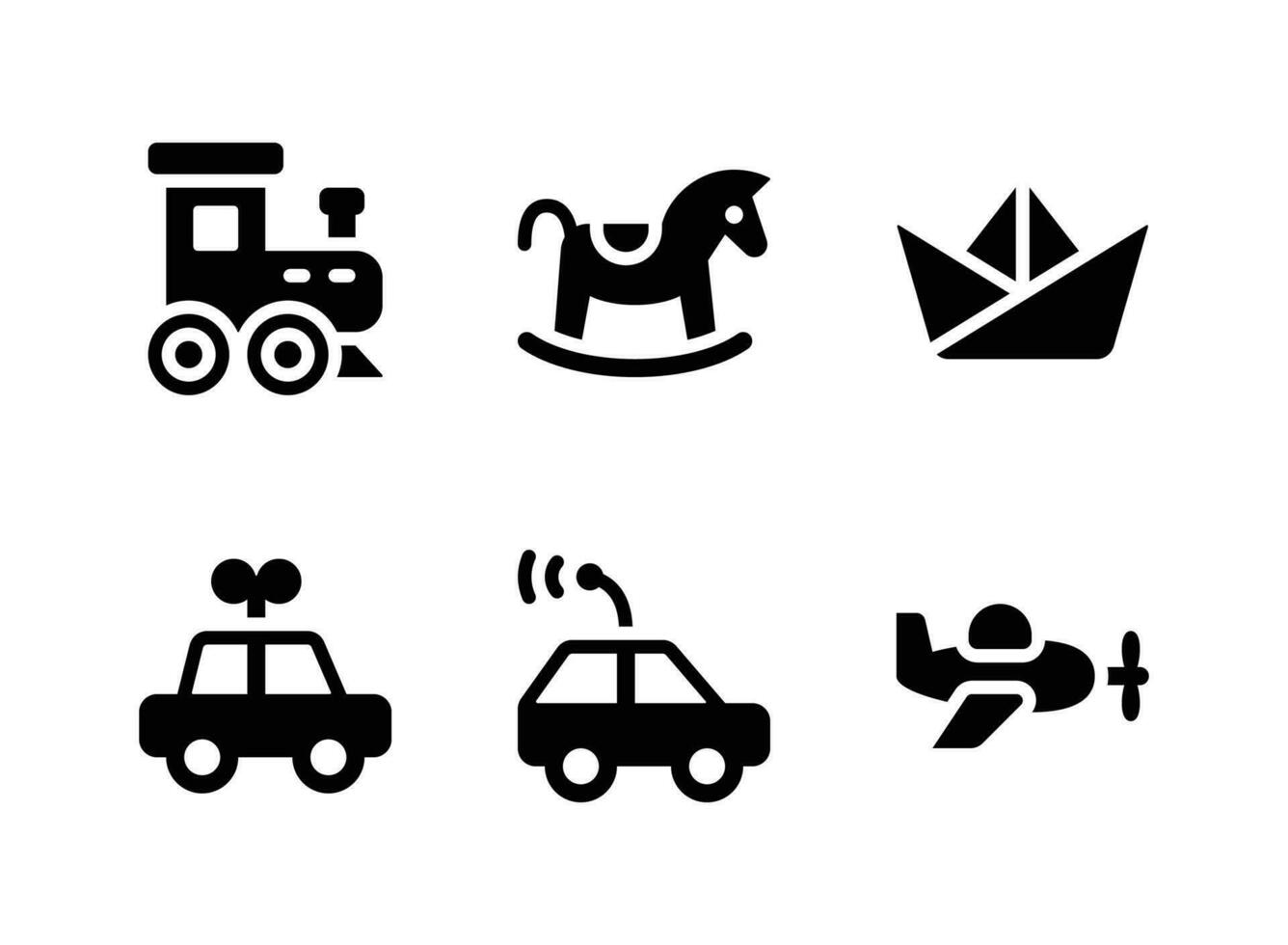 Simple Set of Children Toys Vector Solid Icons