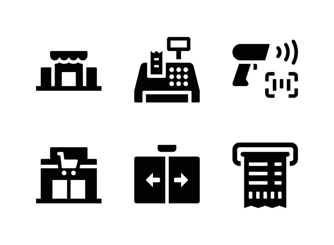 Simple Set of Supermarket Vector Solid Icons