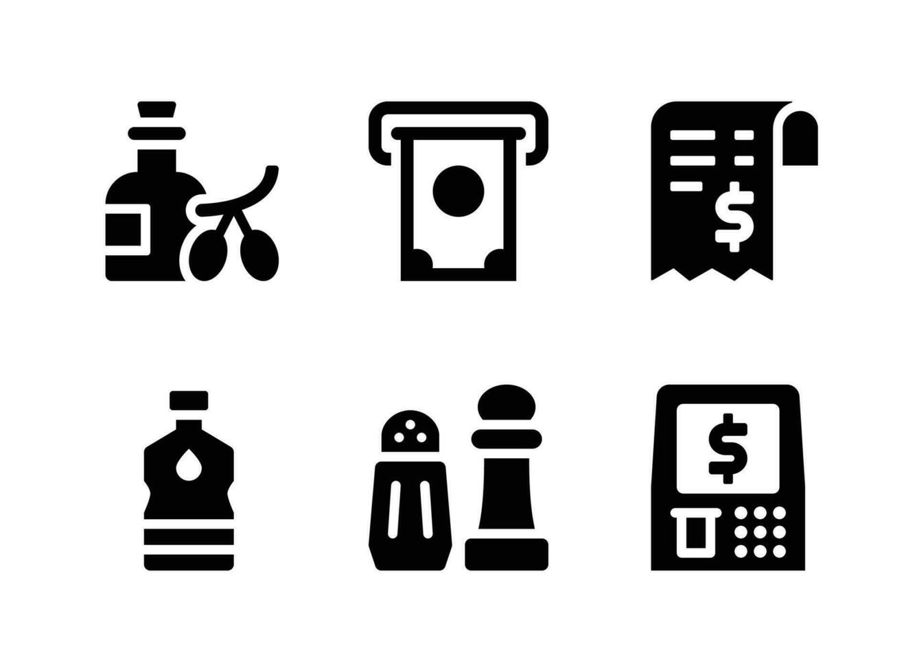 Simple Set of Supermarket Vector Solid Icons