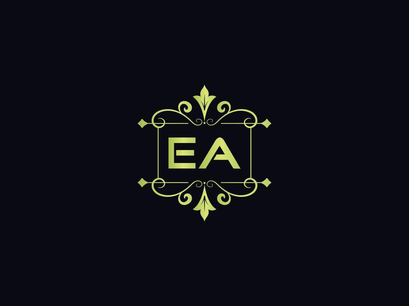 Minimal Ea Logo Image, Square Ea Luxury Logo Letter Vector Icon Design