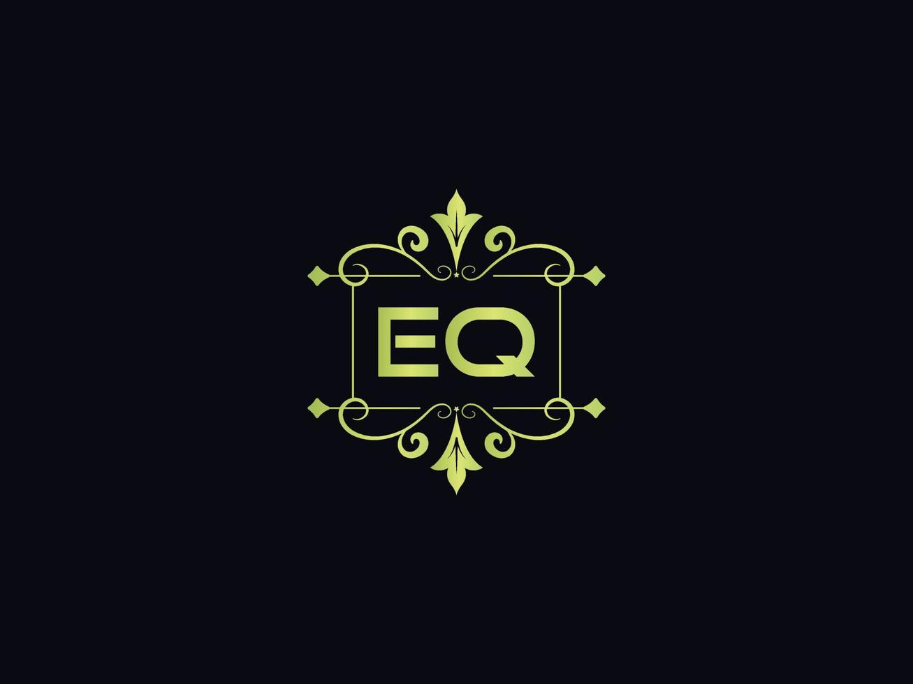 imagen de logotipo de eq mínimo, diseño de icono de vector de letra de logotipo de lujo de eq cuadrado