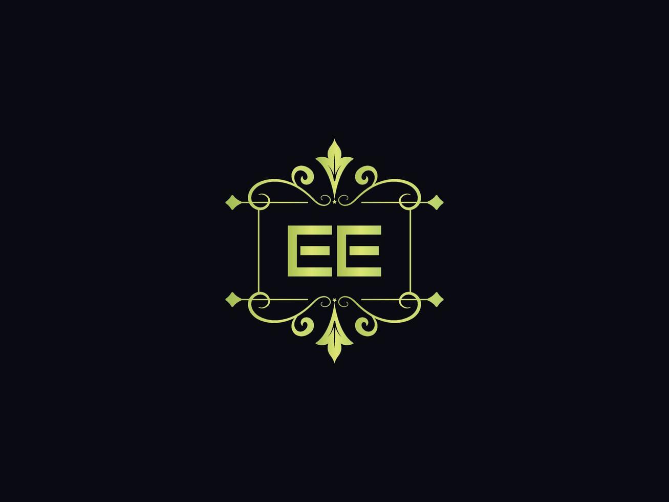 Minimal Ee Logo Image, Square Ee Luxury Logo Letter Vector Icon Design