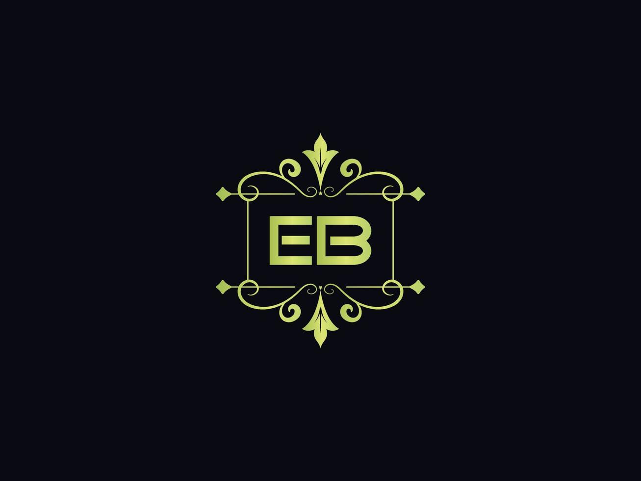 imagen de logotipo de eb mínima, diseño de icono de vector de letra de logotipo de lujo de eb cuadrado