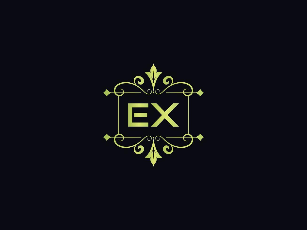 imagen de logotipo ex mínima, diseño de icono de vector de letra de logotipo de lujo ex cuadrado