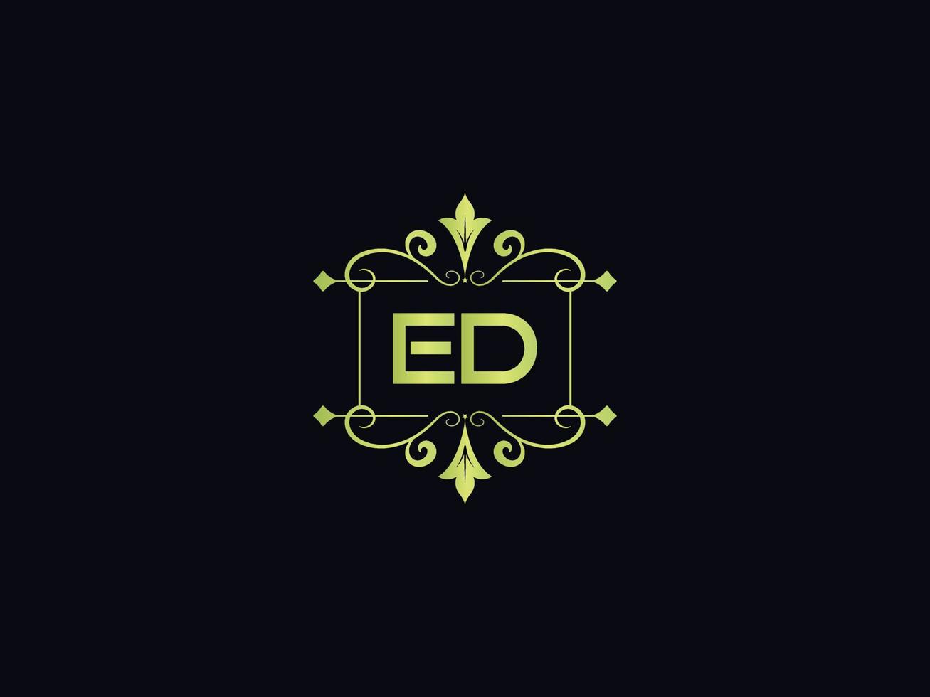 Minimal Ed Logo Image, Square Ed Luxury Logo Letter Vector Icon Design