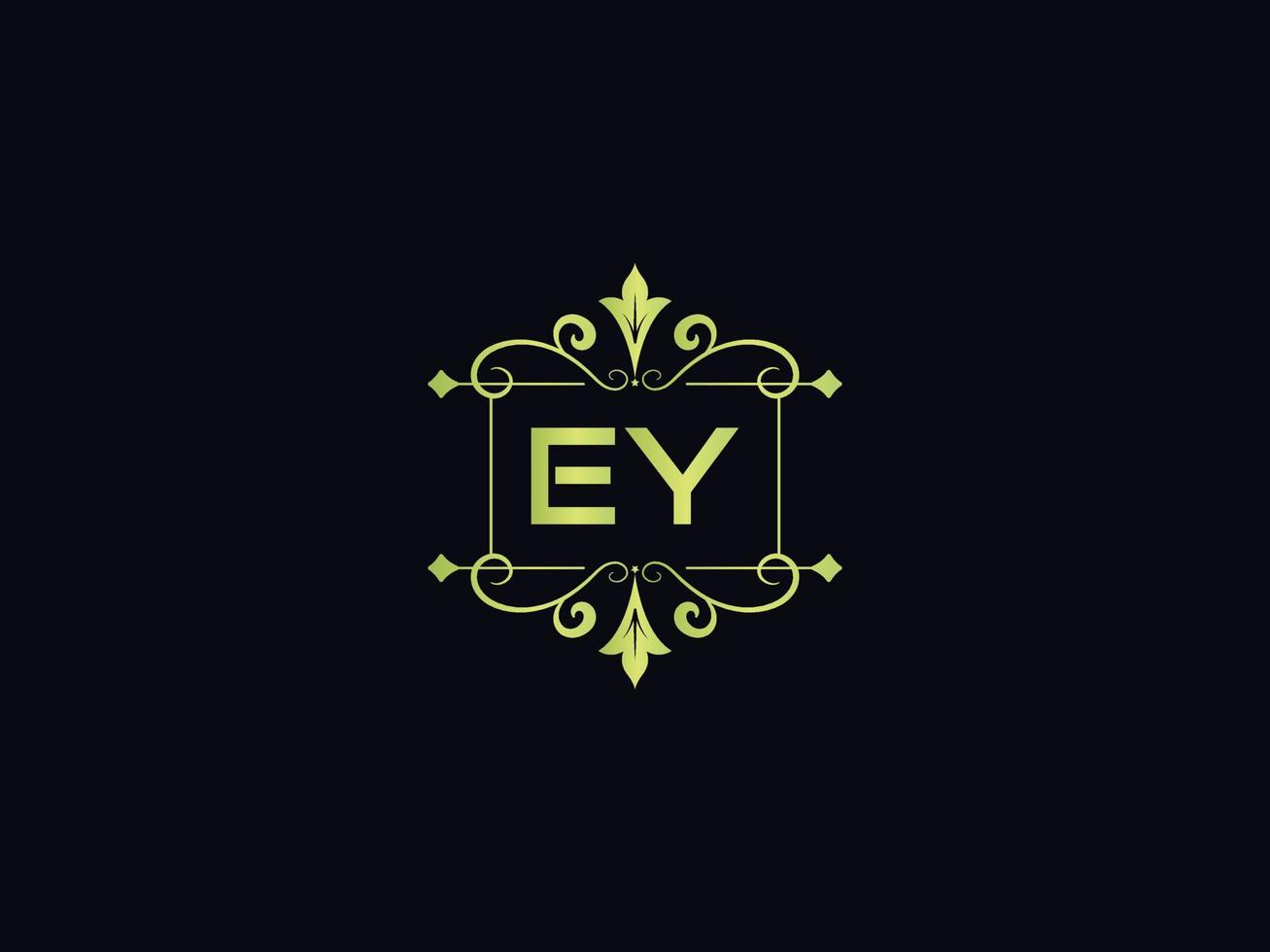 Minimal Ey Logo Image, Square Ey Luxury Logo Letter Vector Icon Design