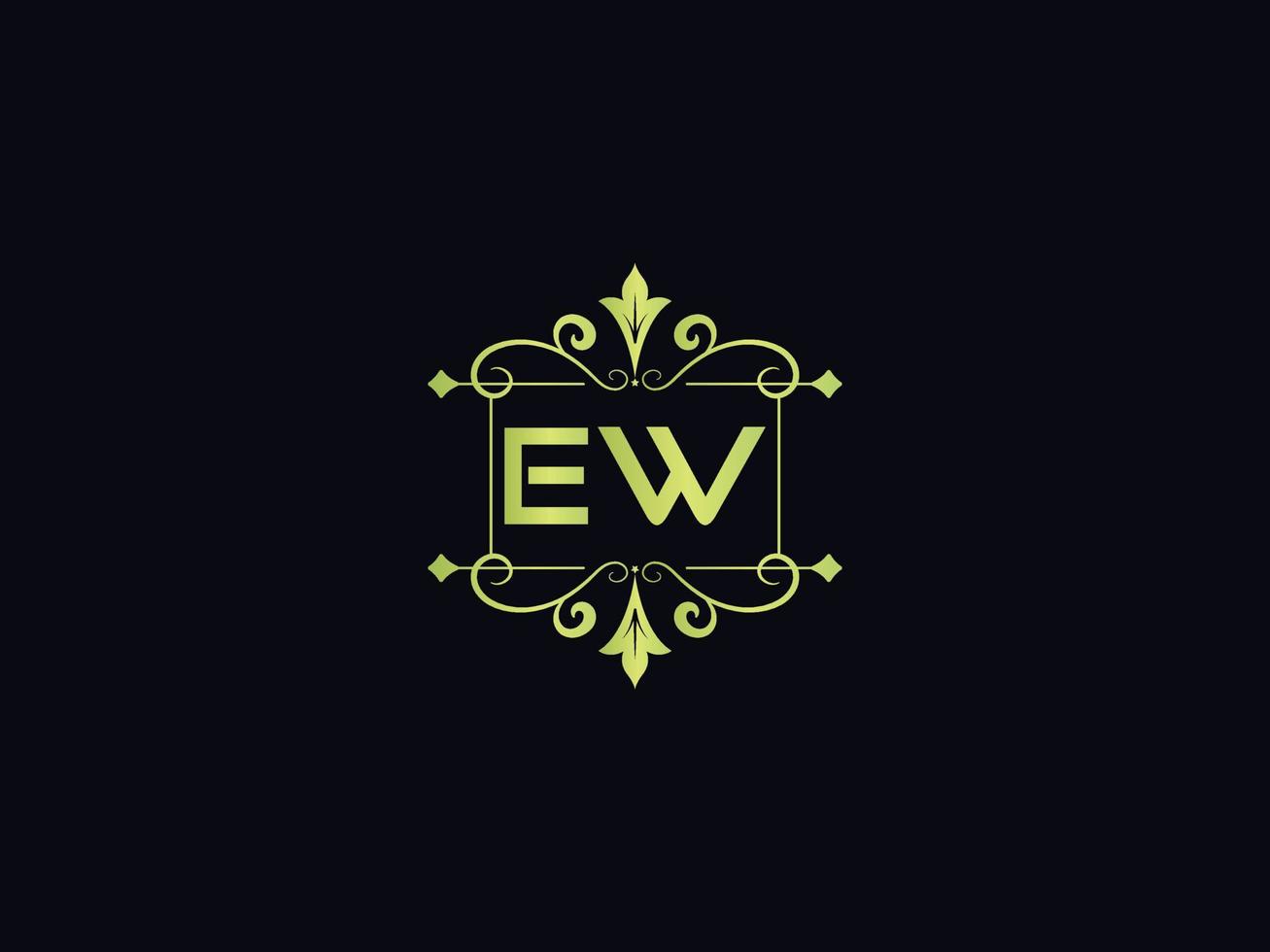 Minimal Ew Logo Image, Square Ew Luxury Logo Letter Vector Icon Design