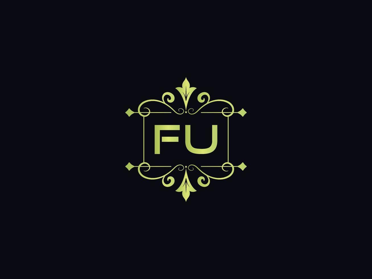 letra del logotipo de fu moderno, plantilla de logotipo de lujo de fu colorido vector
