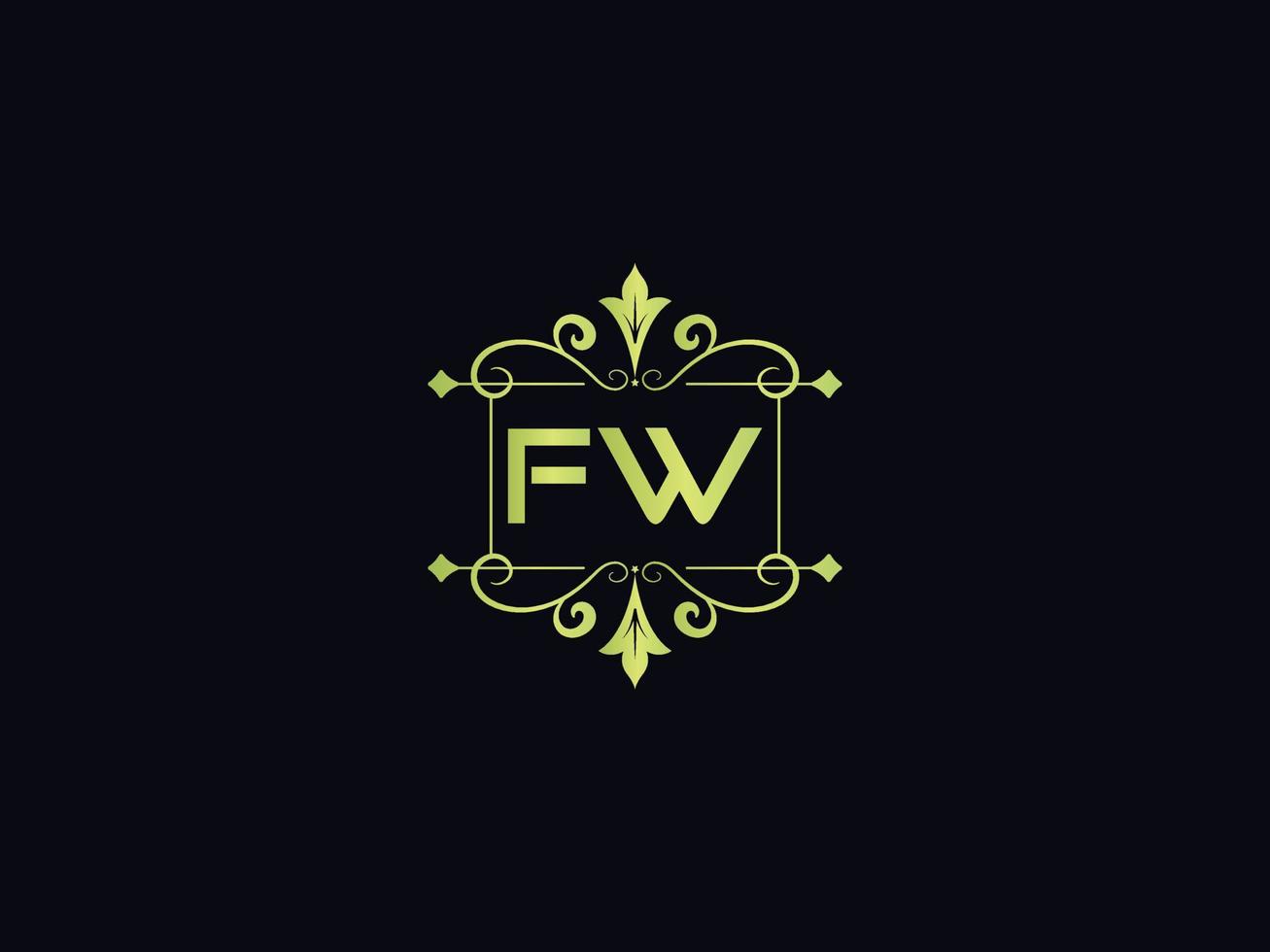 letra del logotipo fw moderno, plantilla de logotipo de lujo fw colorido vector