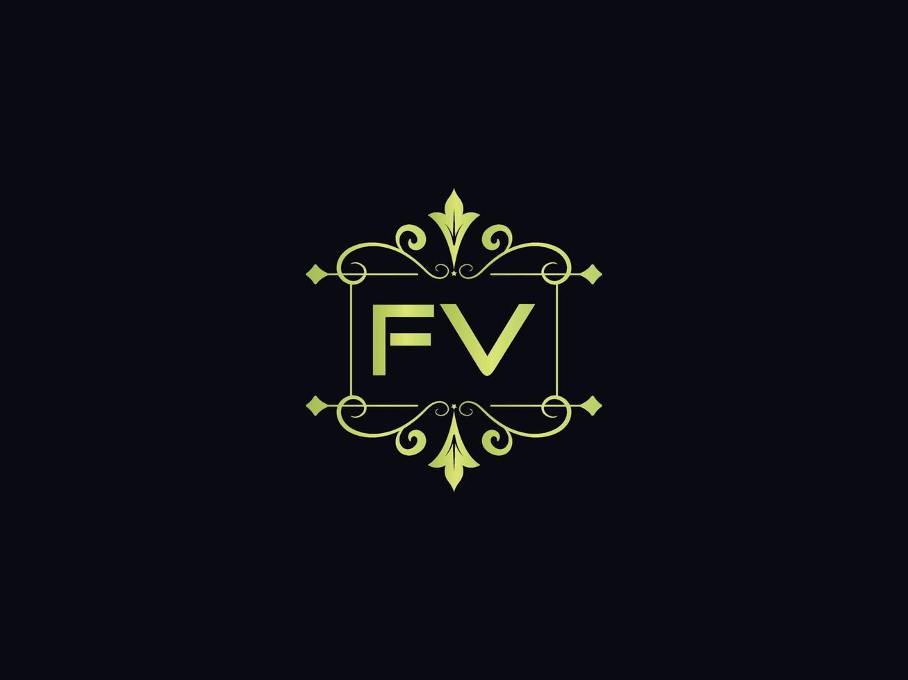 letra del logotipo fv moderno, plantilla de logotipo de lujo fv colorido vector