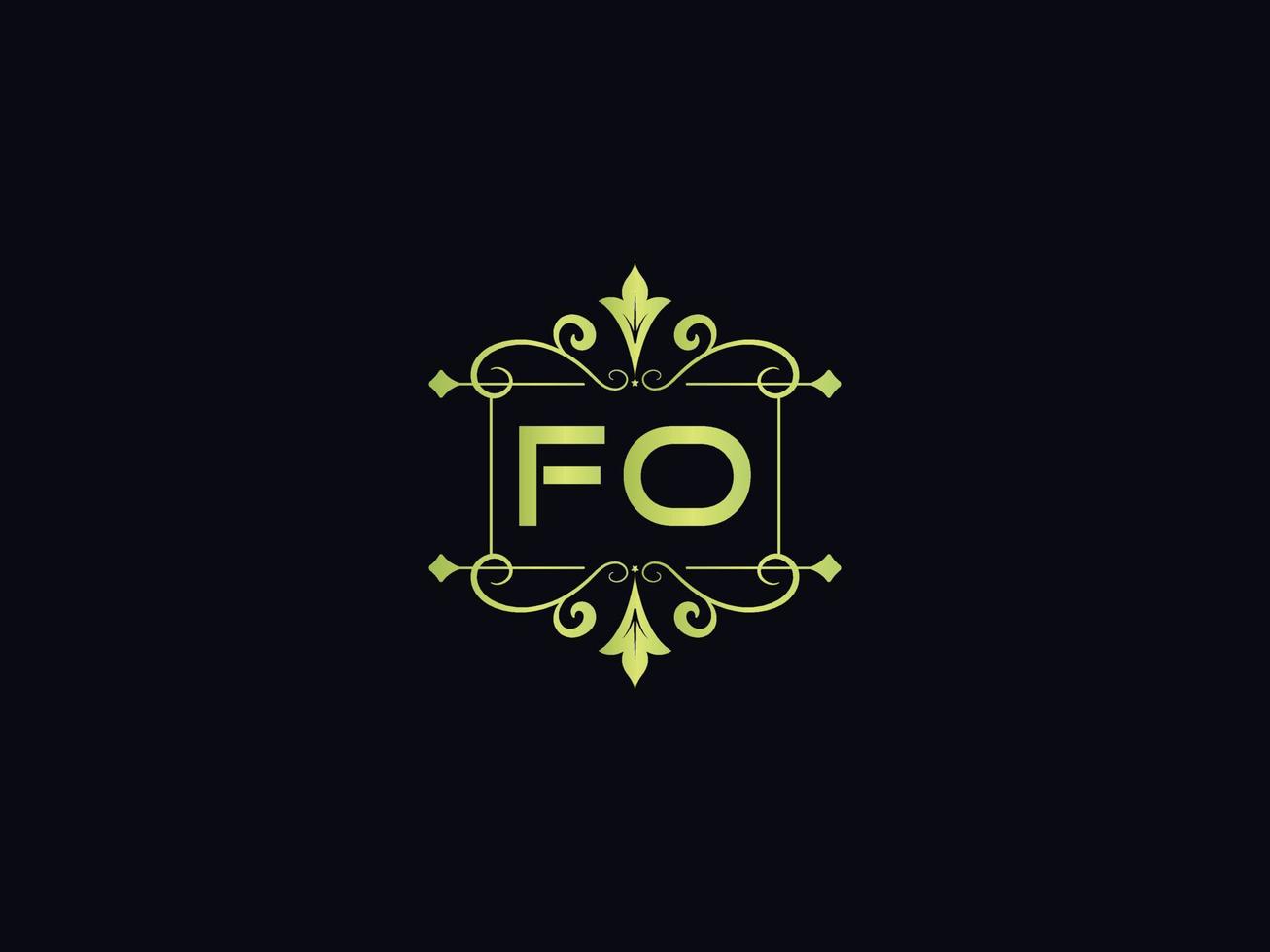 carta moderna del logotipo de fo, plantilla de logotipo de lujo de colores fo vector