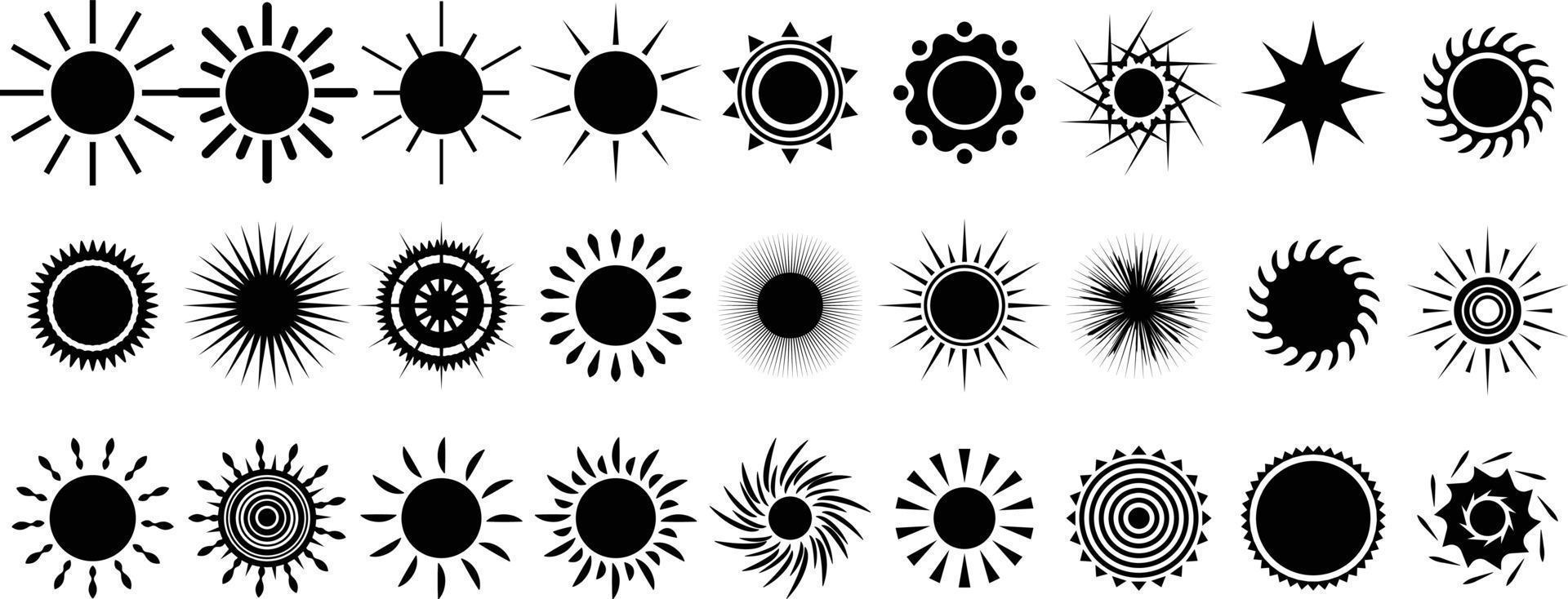 conjunto de símbolos vectoriales de iconos solares. vector