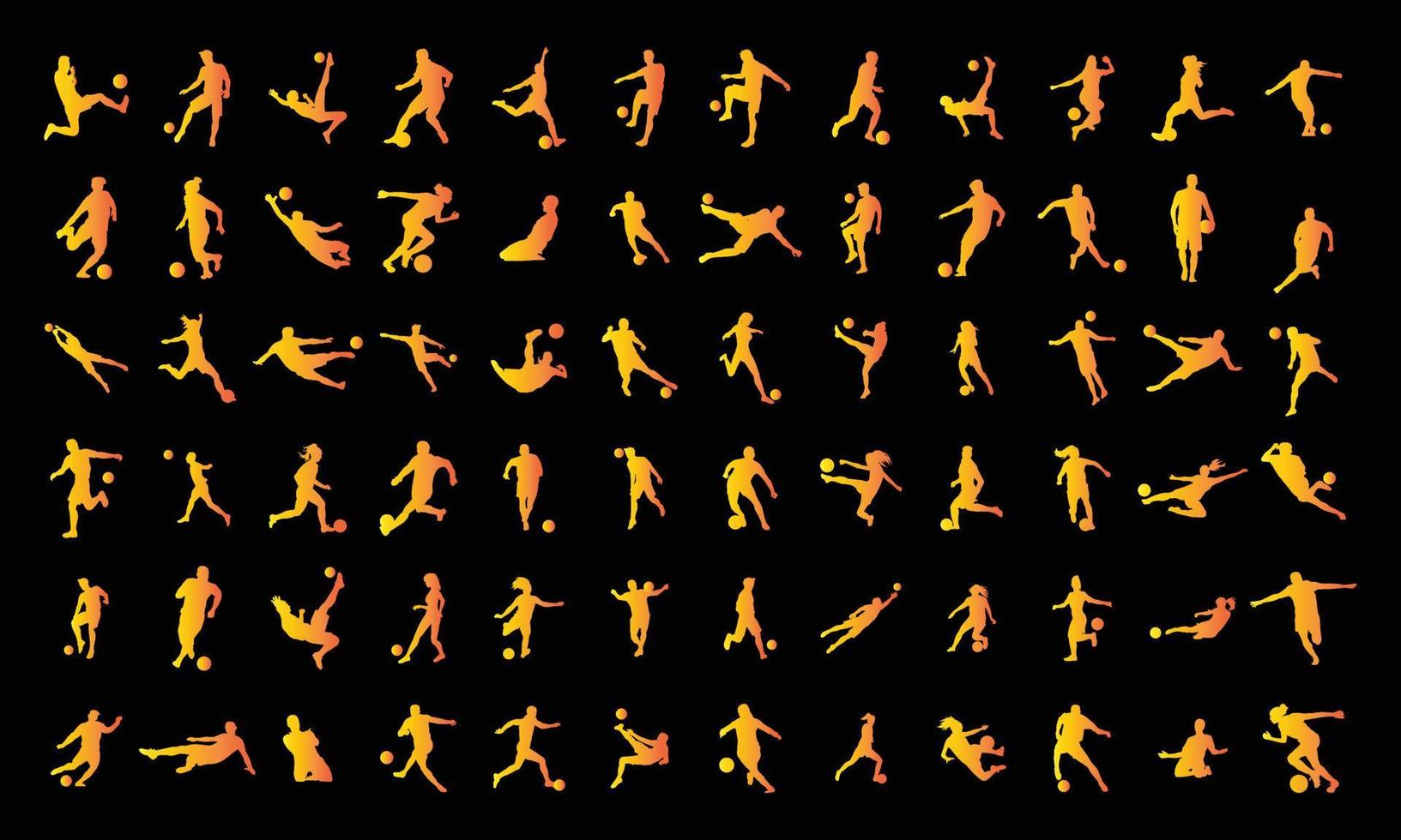 A set of vector set of football, soccer players.