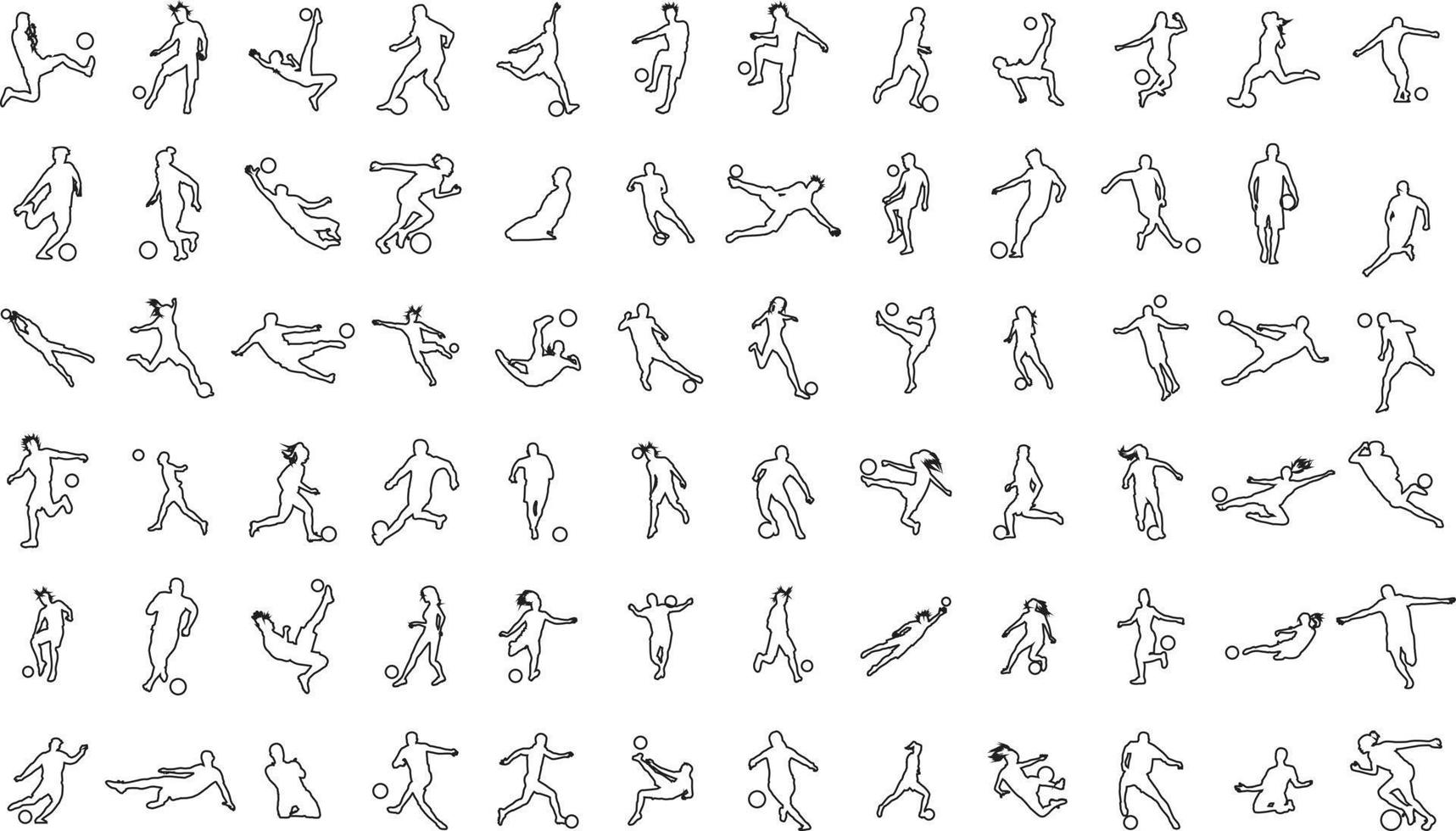 A set of vector set of football, soccer players.