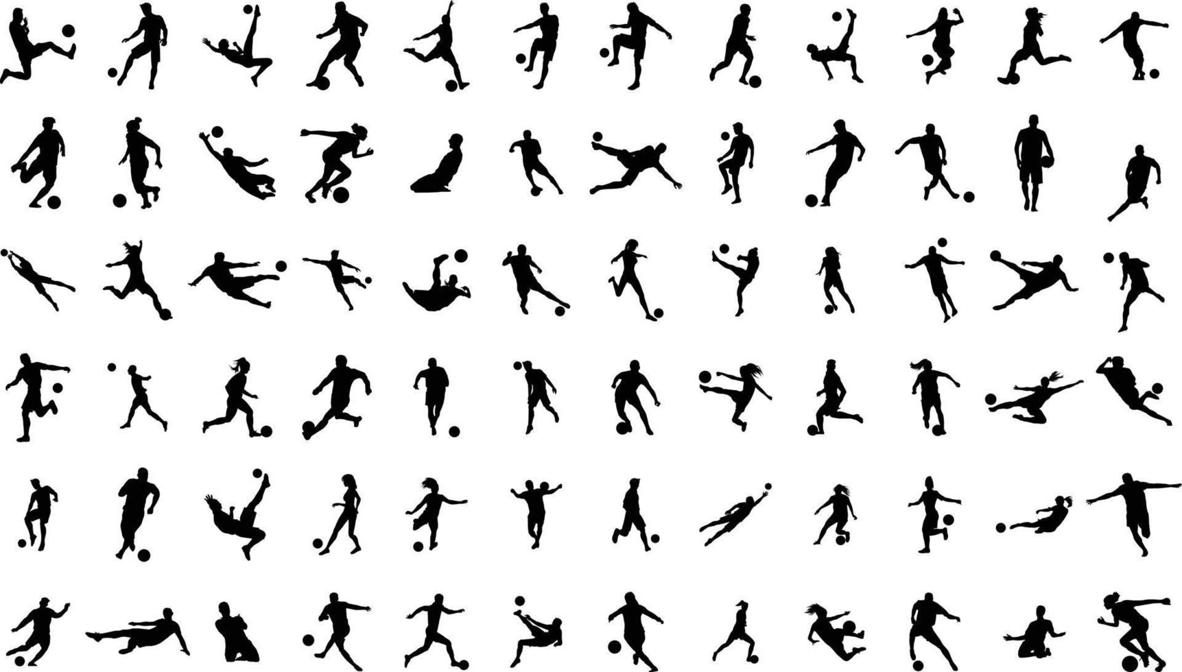 A set of vector set of football, soccer players.