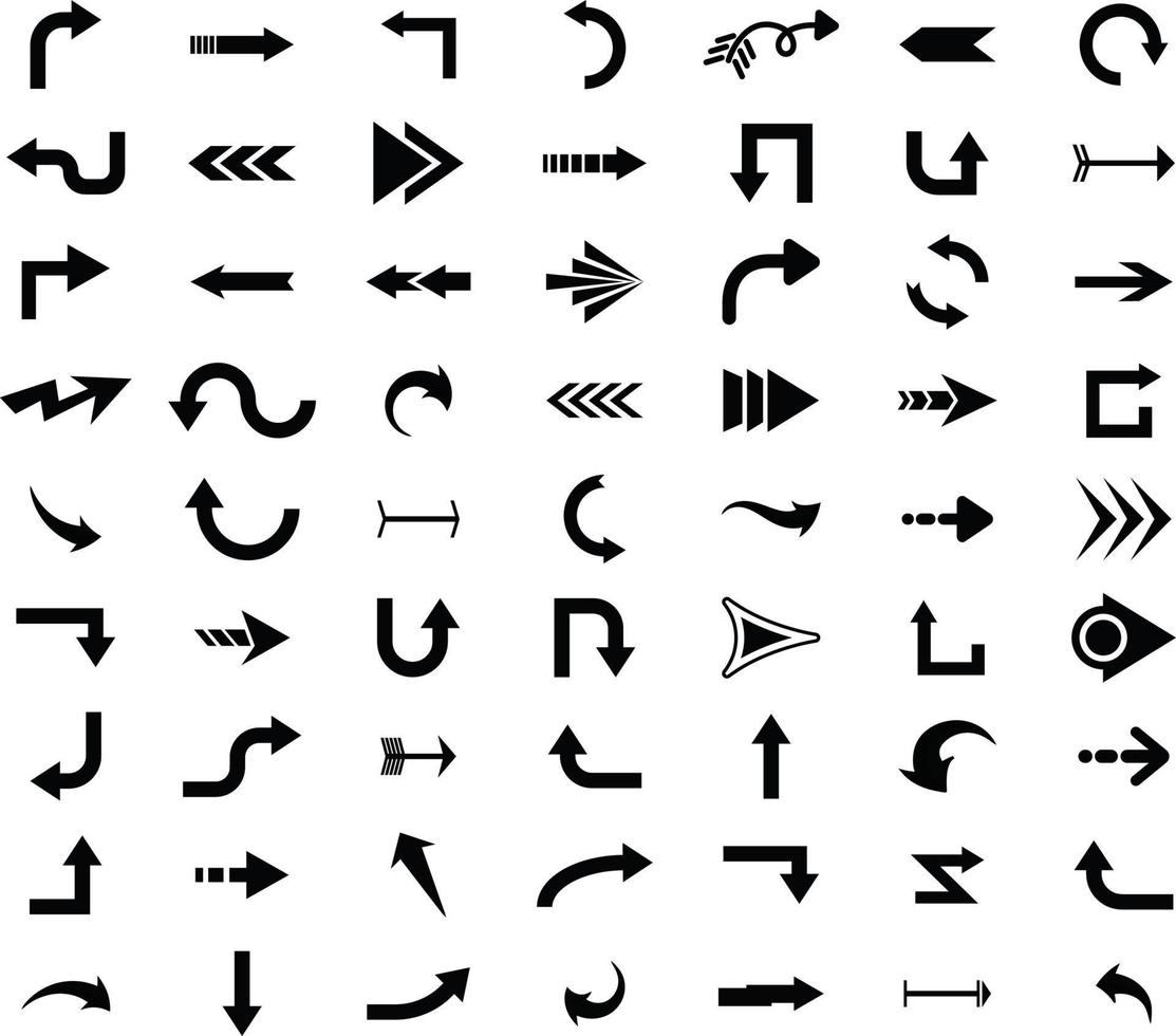 Arrows big black set icons. Arrow icon. Arrow vector collection. Arrow. Cursor. Modern simple arrows. Vector illustration