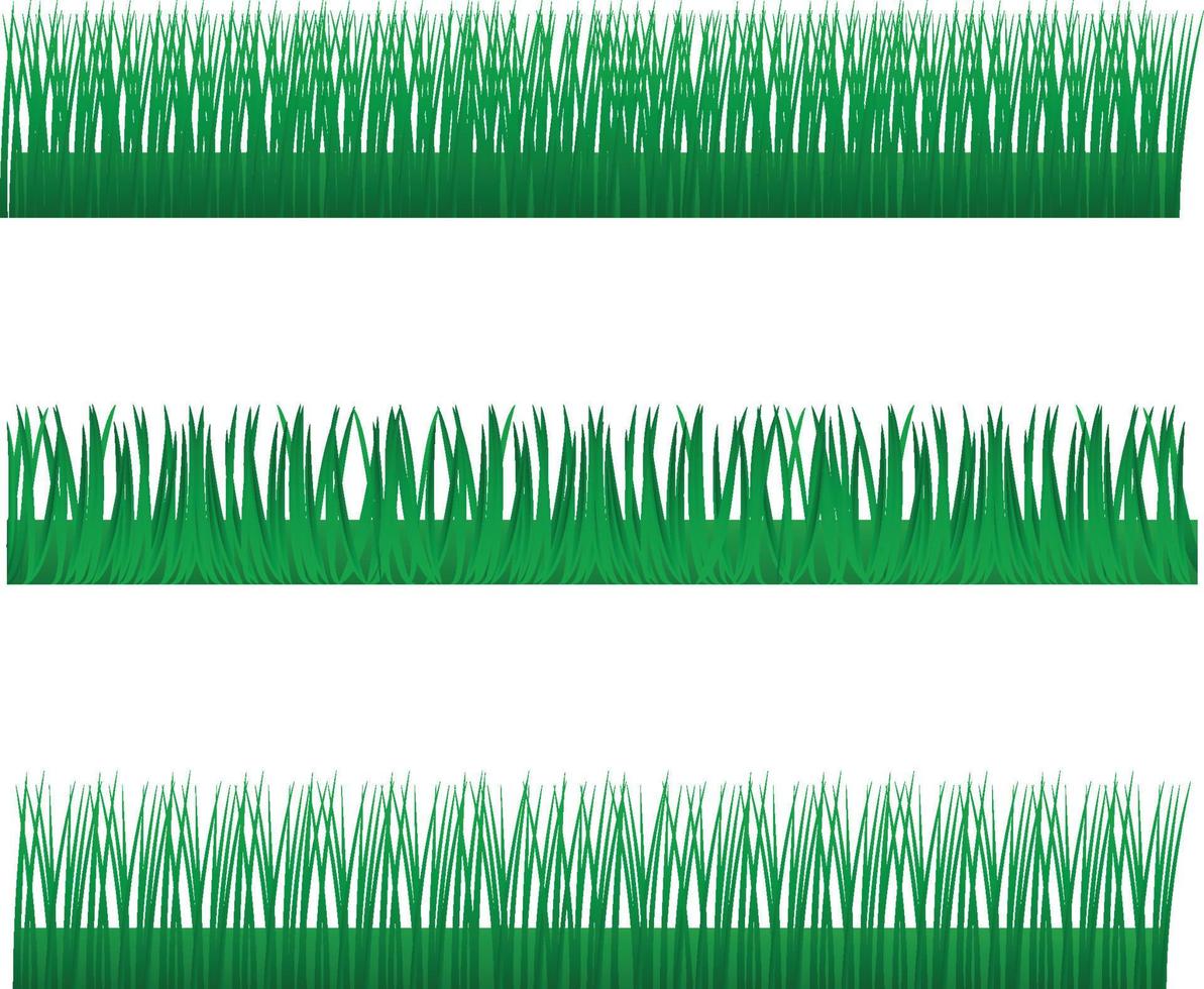 Big Grass Borders Set, Vector Illustration