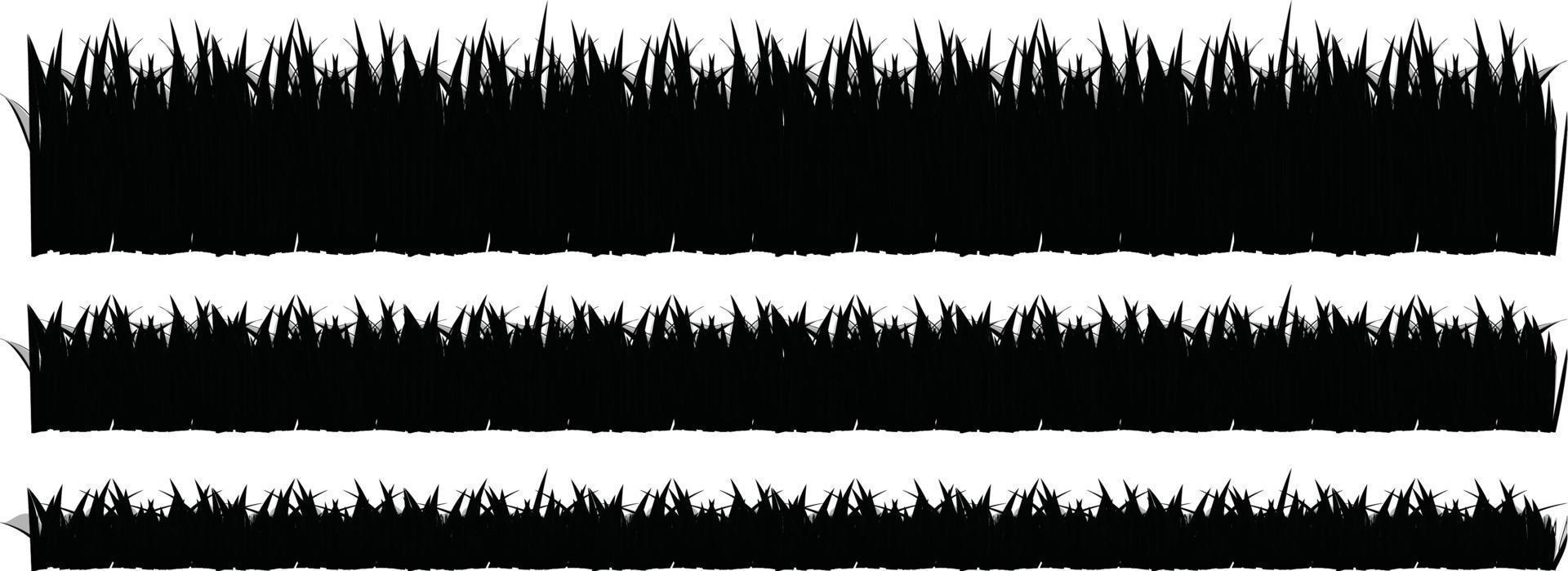 Big Grass Borders Set, Vector Illustration