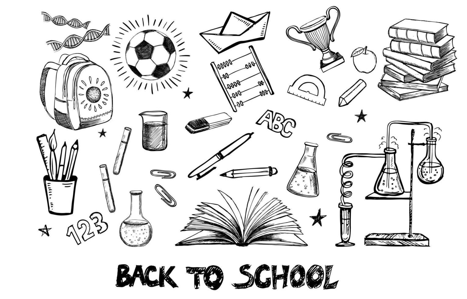 Back To School hand drawn set vector