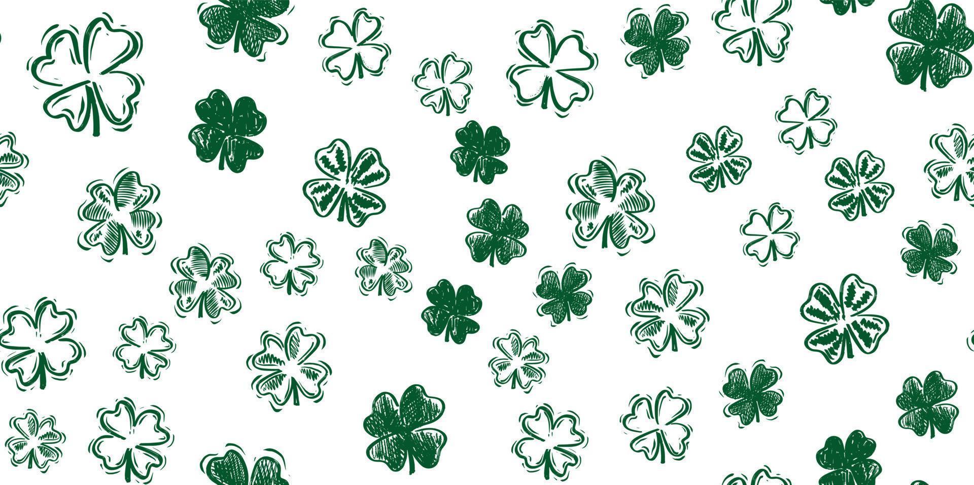 Saint Patricks Day, festive background with flying clover. vector