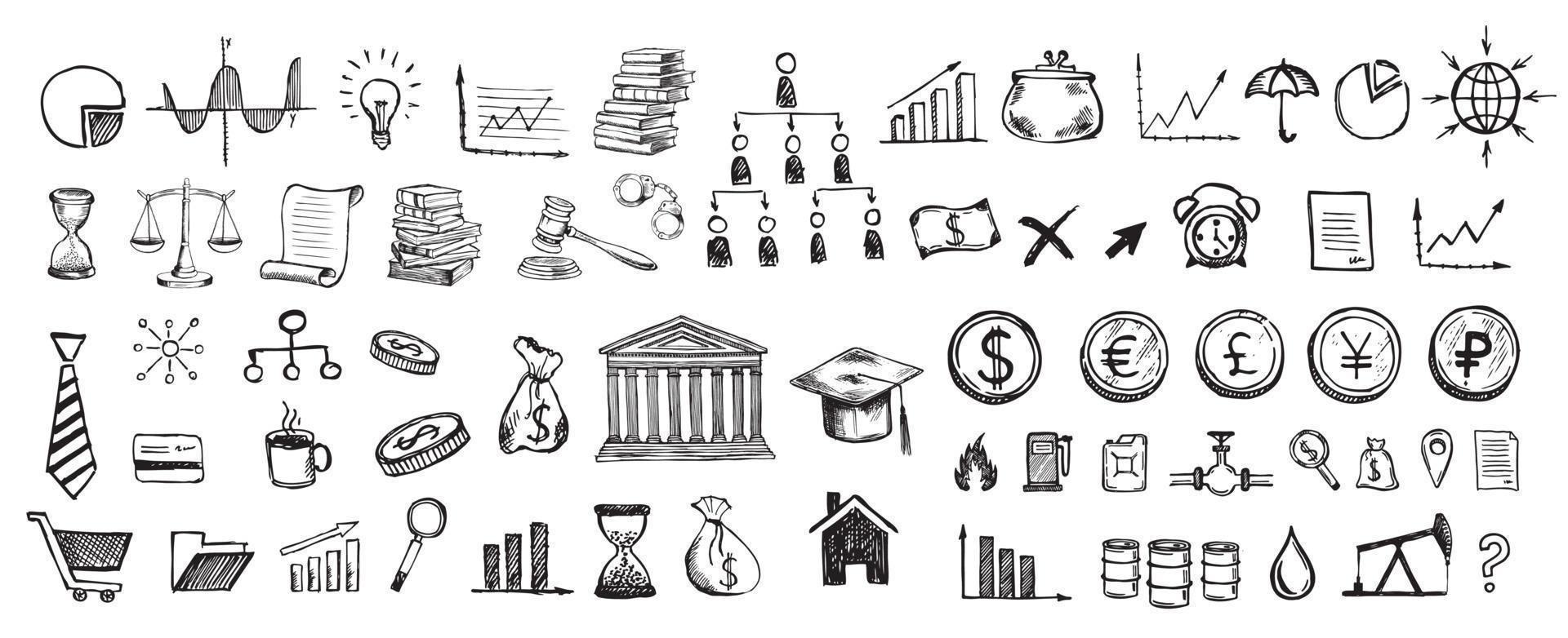 Hand drawn business symbols. vector