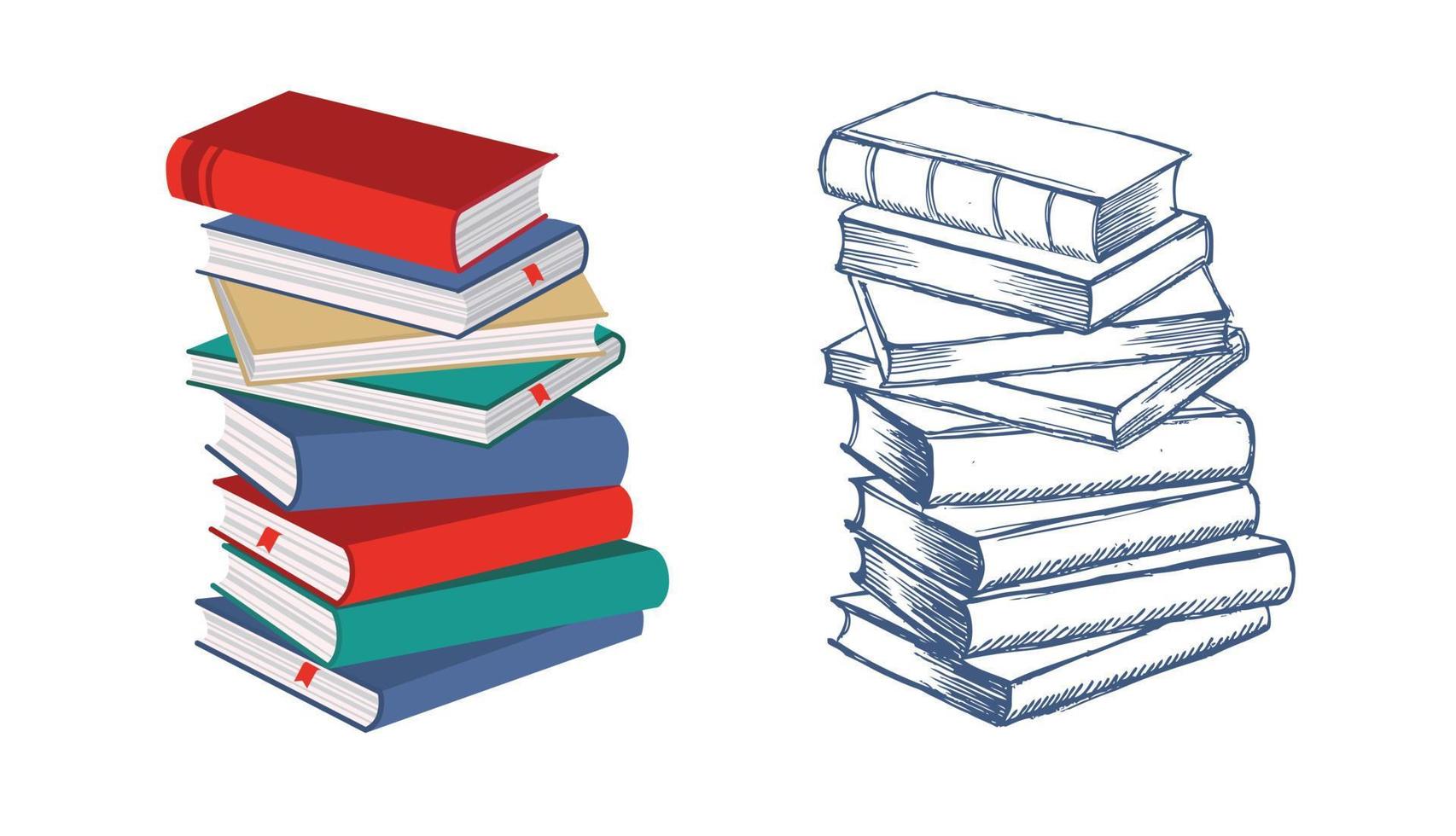 Books vector collection. Hand drawn illustration in sketch style.