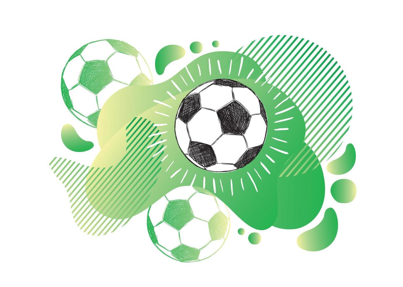 Hand drawn football, soccer ball sketch. Fluid abstract background. Banners with flowing liquid shapes. Vector