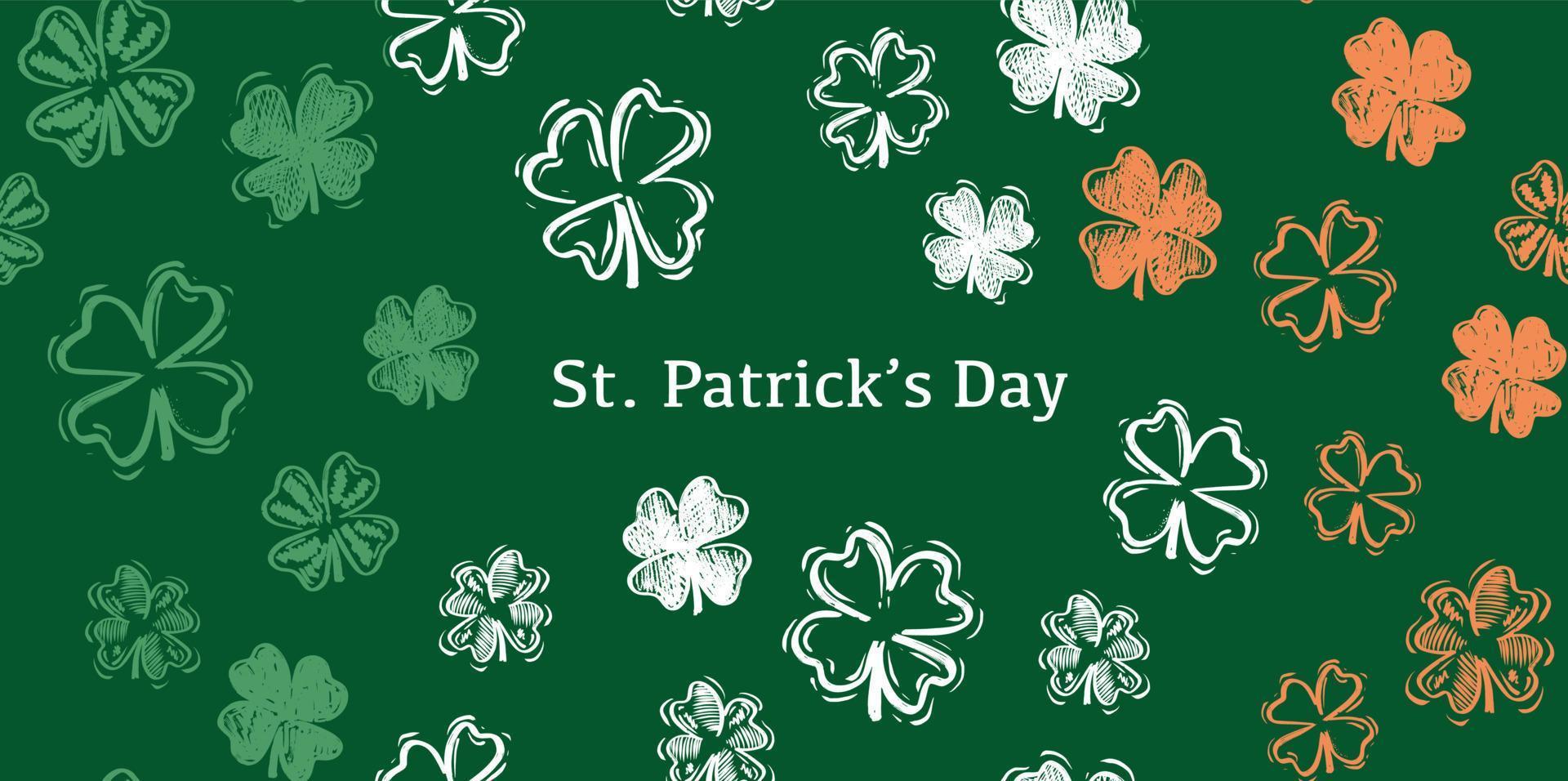 Patricks Day, flying clover, hand drawn illustrations. vector