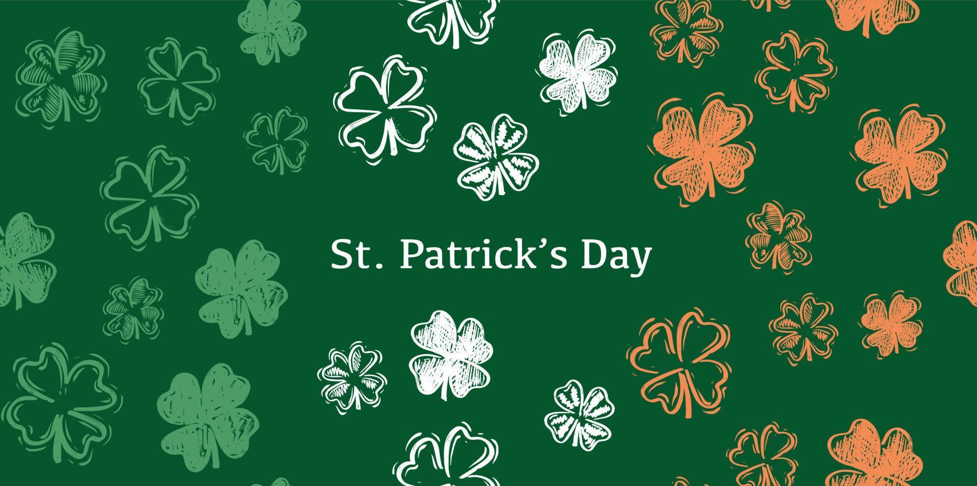 Patricks Day, flying clover, hand drawn illustrations. vector