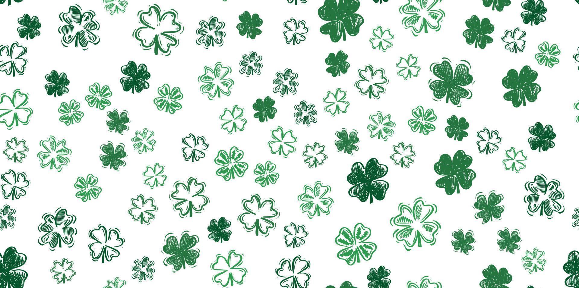 Saint Patricks Day, festive background with flying clover. vector