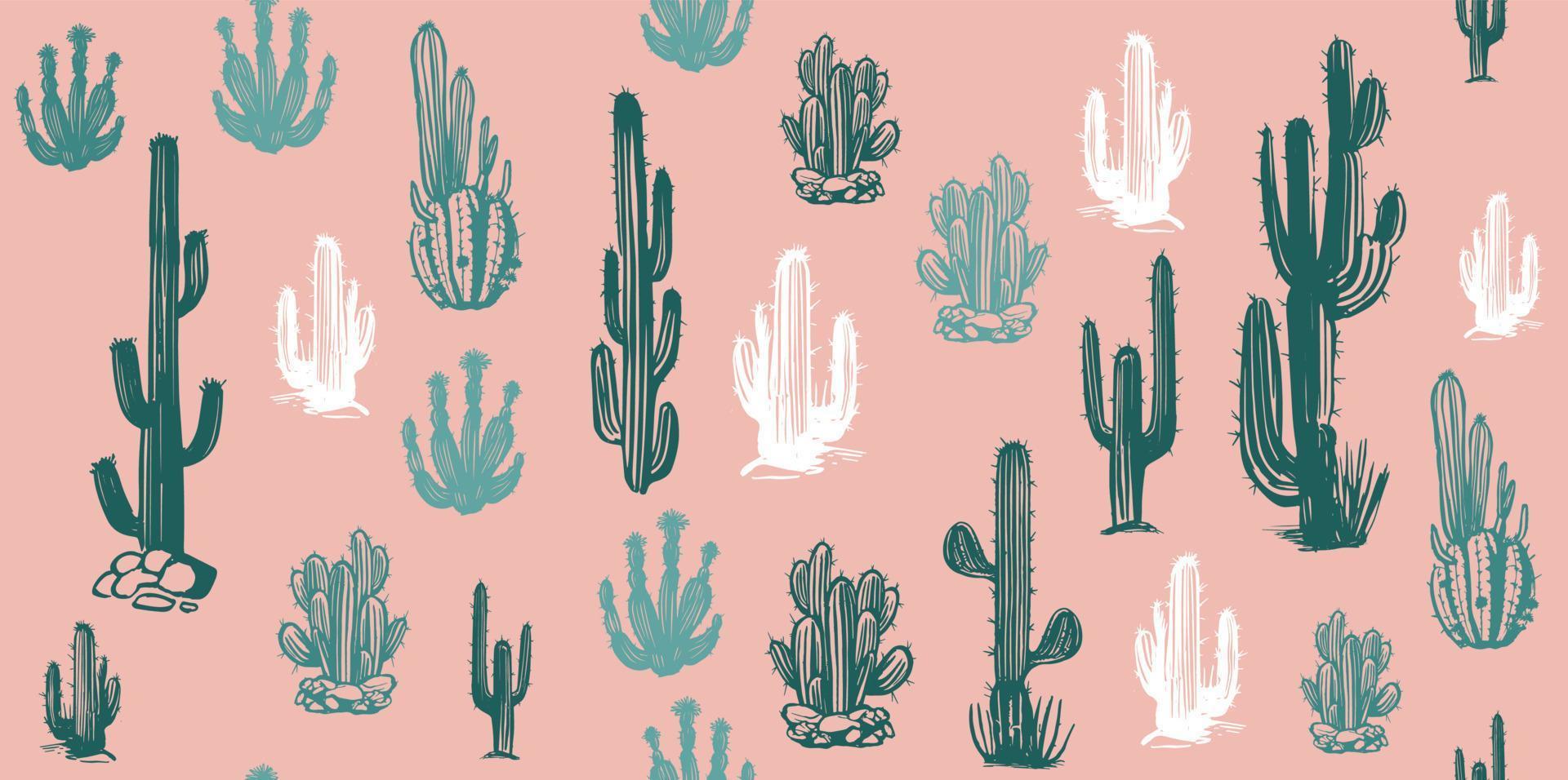 Cactus set hand drawn illustrations, vector
