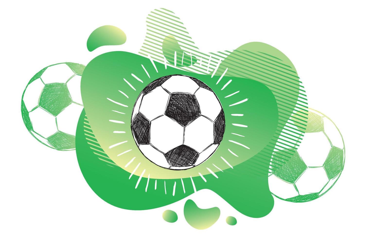 Hand drawn football, soccer ball sketch. Fluid abstract background. Banners with flowing liquid shapes. Vector