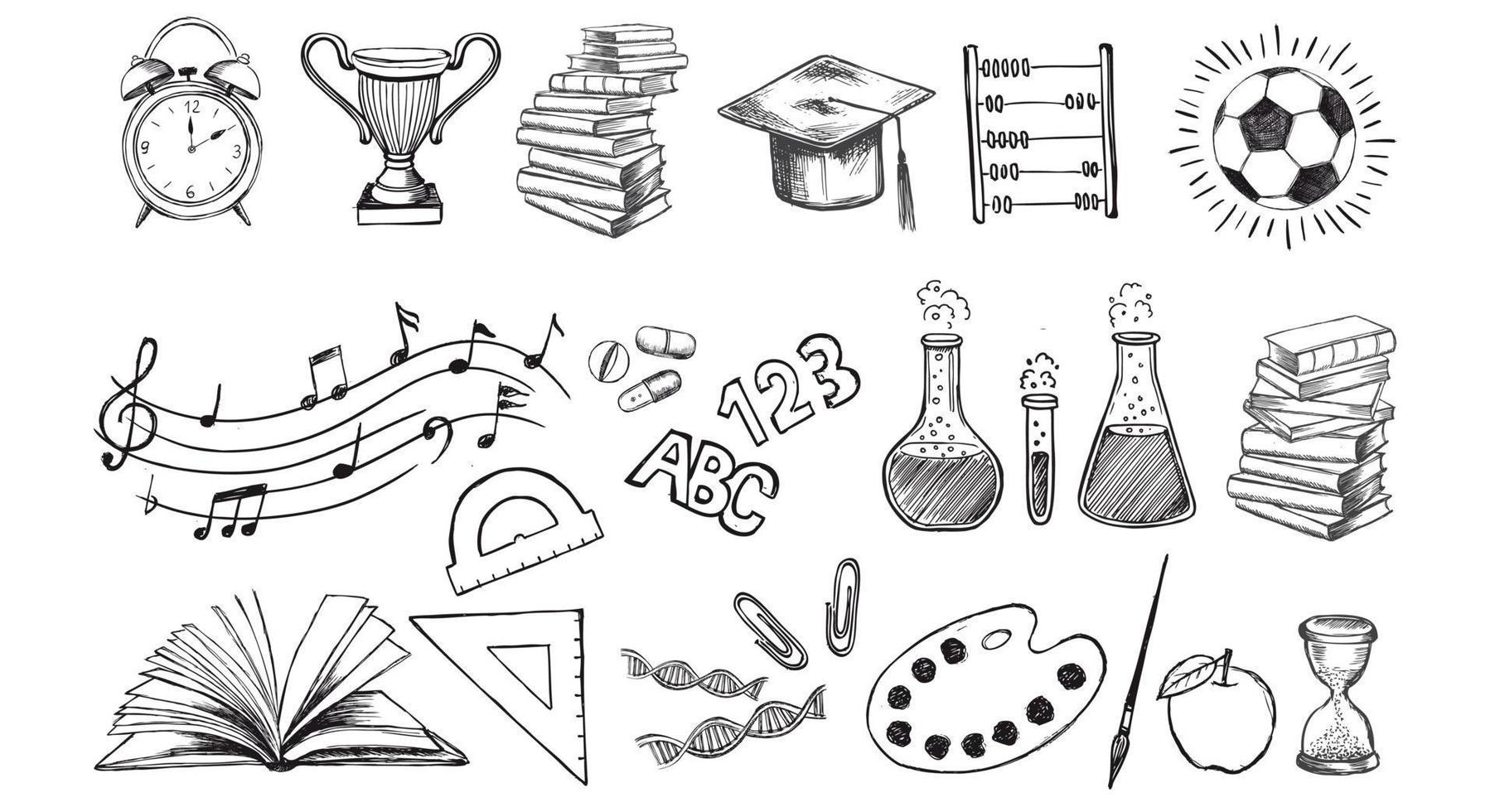 Back To School hand drawn set vector