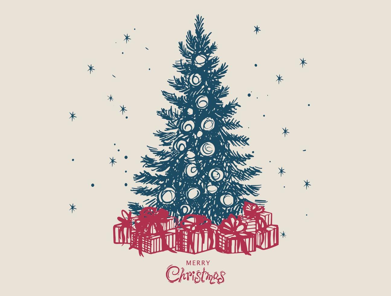 Christmas tree set, Hand drawn illustrations. vector