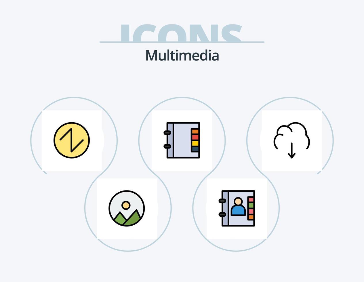 Multimedia Line Filled Icon Pack 5 Icon Design. . . wave. drawer. archive vector