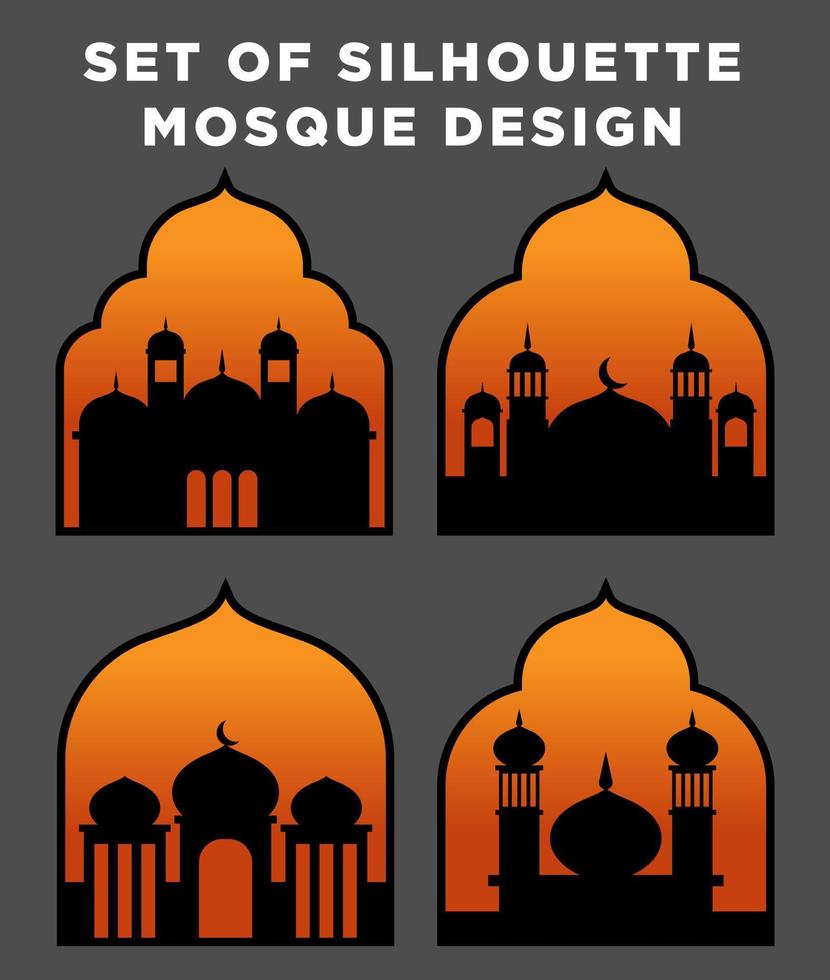 conjunto de diseño de mezquita de silueta vector