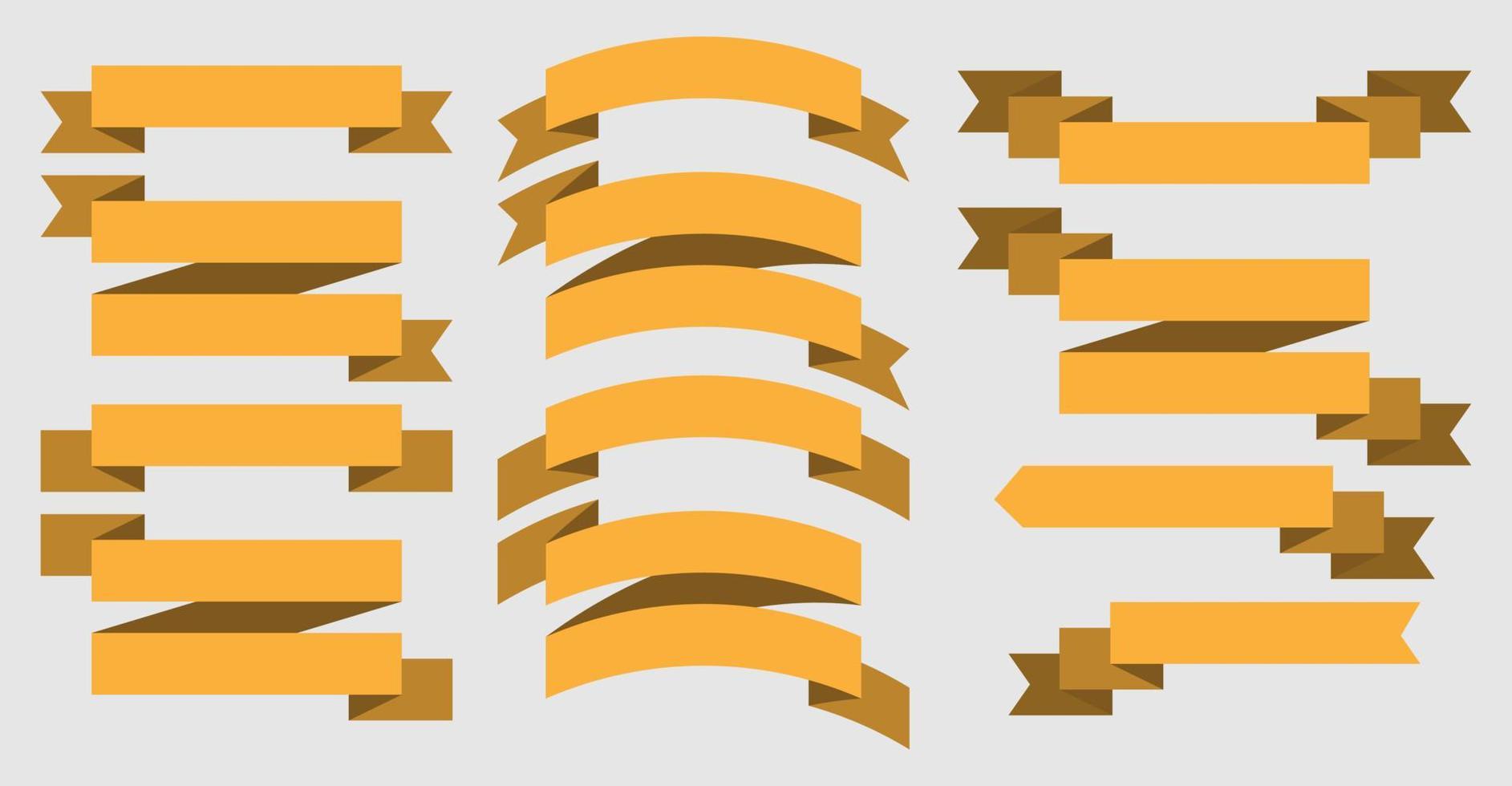 Yellow ribbon flat banners set vector