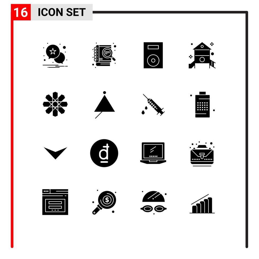Universal Icon Symbols Group of 16 Modern Solid Glyphs of flower nursery school electronics kindergarten childhood Editable Vector Design Elements