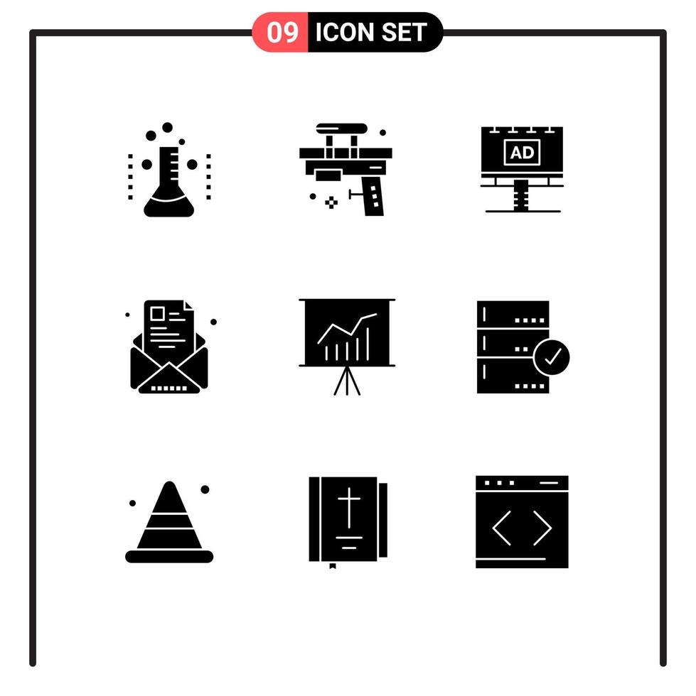 Set of 9 Modern UI Icons Symbols Signs for e email toy advertisment banner Editable Vector Design Elements