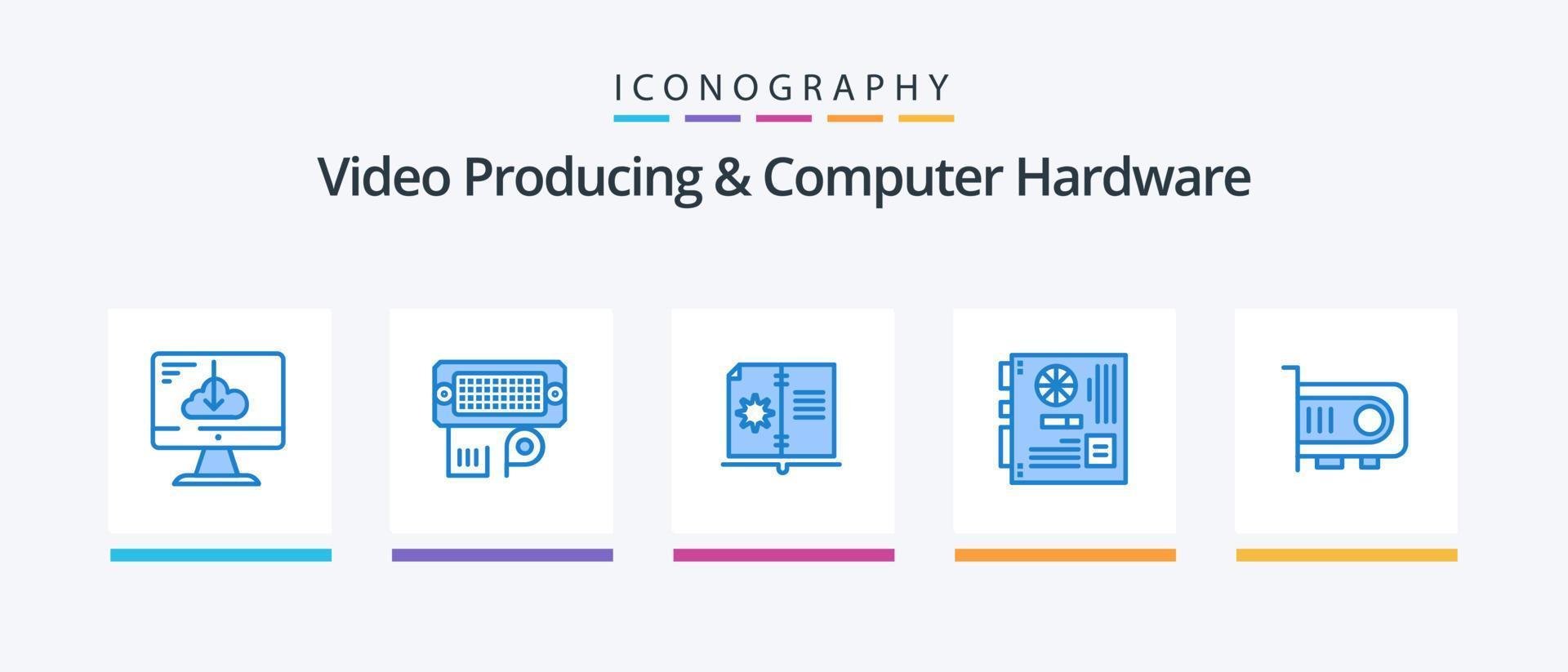 Video Producing And Computer Hardware Blue 5 Icon Pack Including motherboard. mainboard. input. main. instruction. Creative Icons Design vector