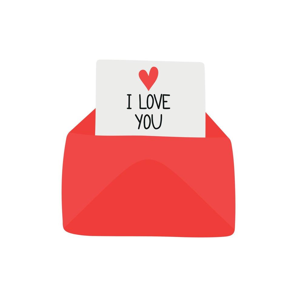 Cute doodle love letter, envelope with heart. Hand drawn vector illustration