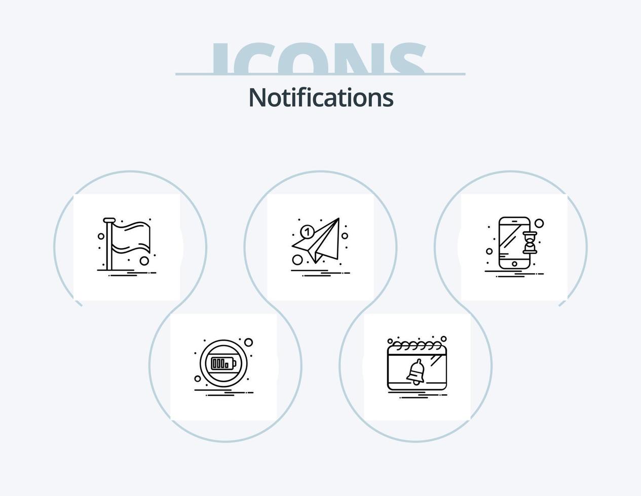 Notifications Line Icon Pack 5 Icon Design. card. notification. error. marketing. email vector