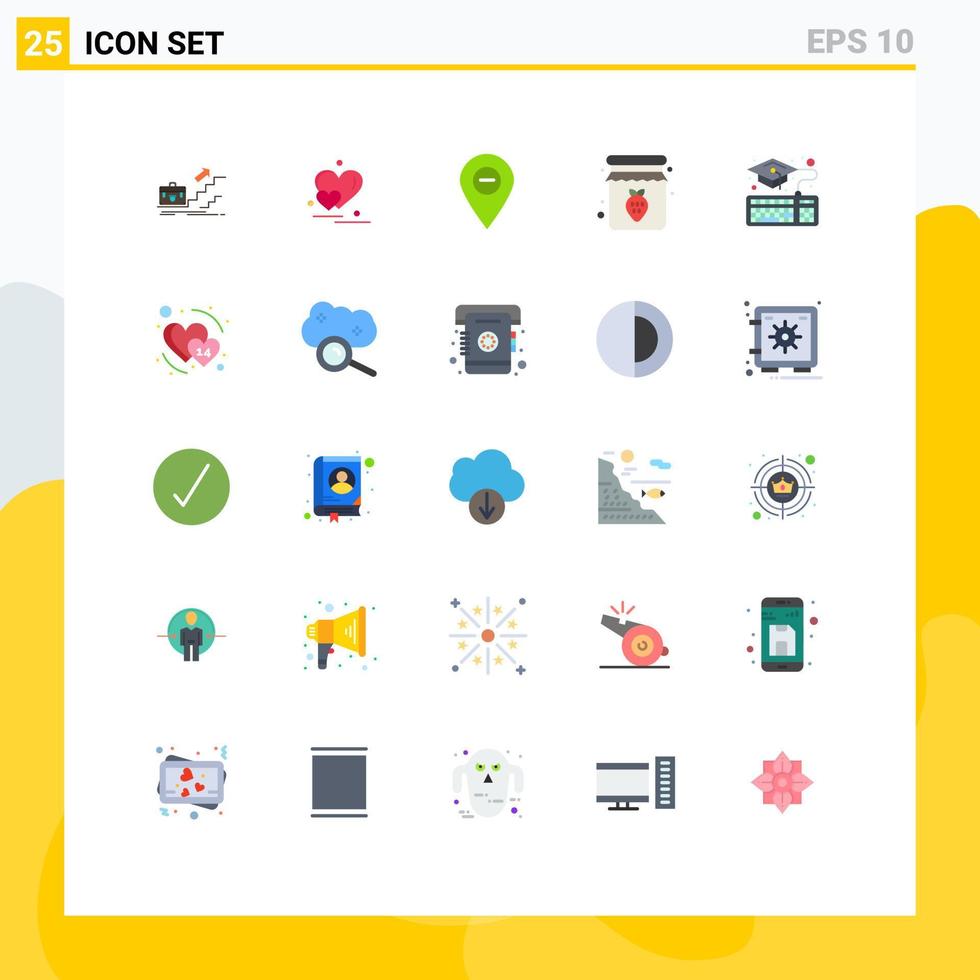 Stock Vector Icon Pack of 25 Line Signs and Symbols for jar pin love marker location Editable Vector Design Elements