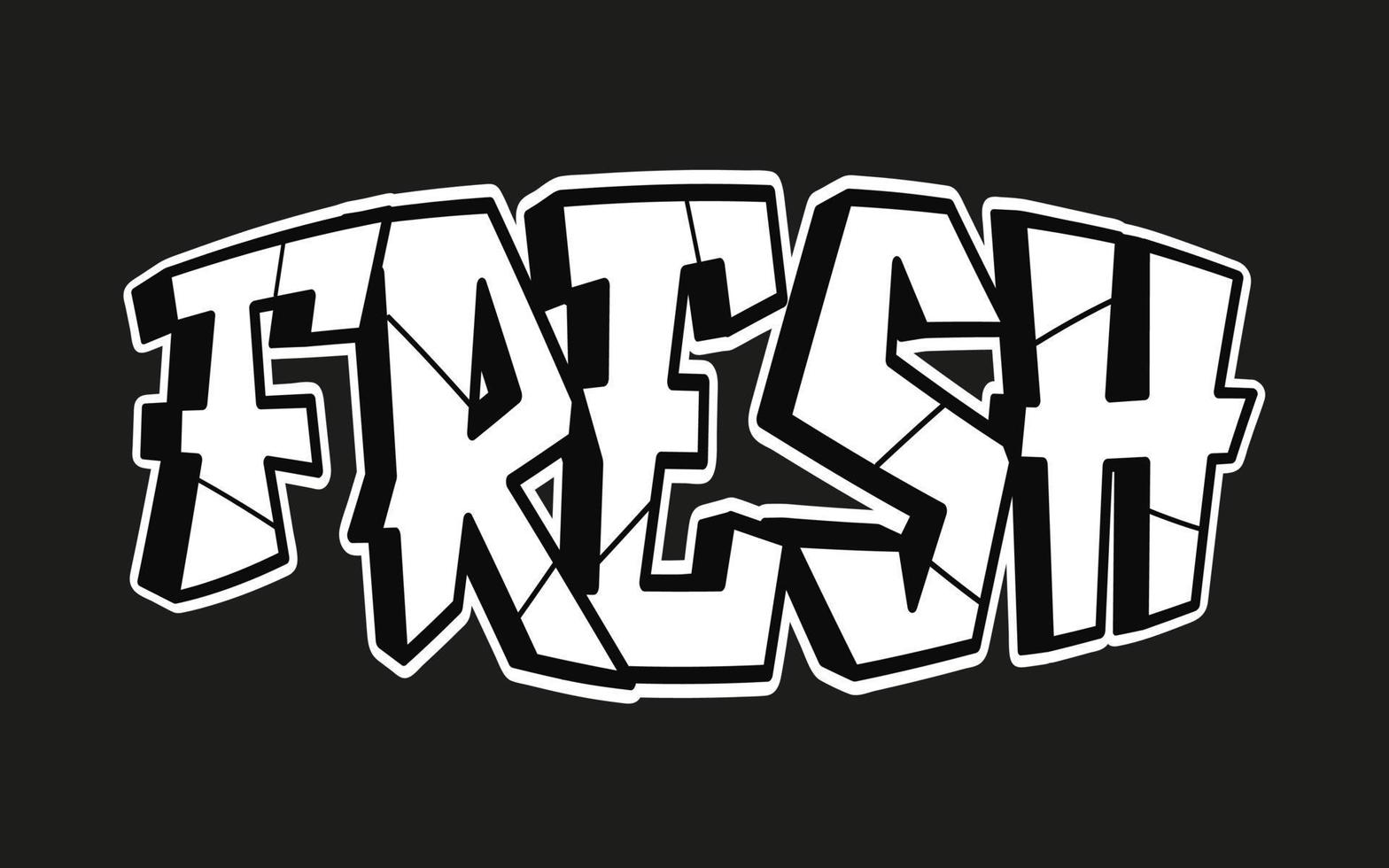 Fresh word trippy psychedelic graffiti style letters.Vector hand drawn doodle cartoon logo Fresh illustration. Funny cool trippy letters, fashion, graffiti style print for t-shirt, poster concept vector